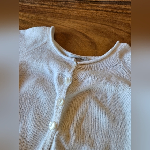 Garnet Hill White Cardigan Cashmere Cotton Sweater Girls Size Youth Large - Picture 2 of 7